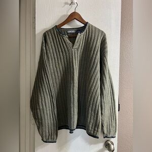 STRUCTURE Cable Knit 90s Vintage Sweater Olive Green Warm Y2K Chandler Bing Sz L